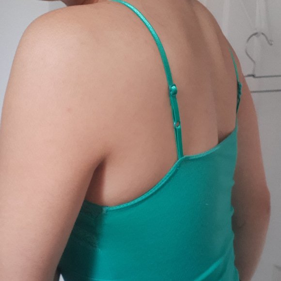 Aqua Green Lace Bustier Cami Tank Longline - Picture 8 of 8